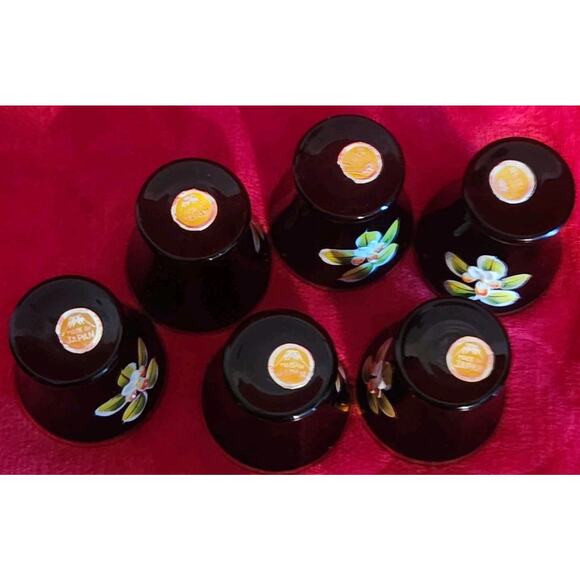 Set 6: Vintage Cobalt Blue Gold Guilded Hand Painted Shot Glasses - Picture 5 of 6